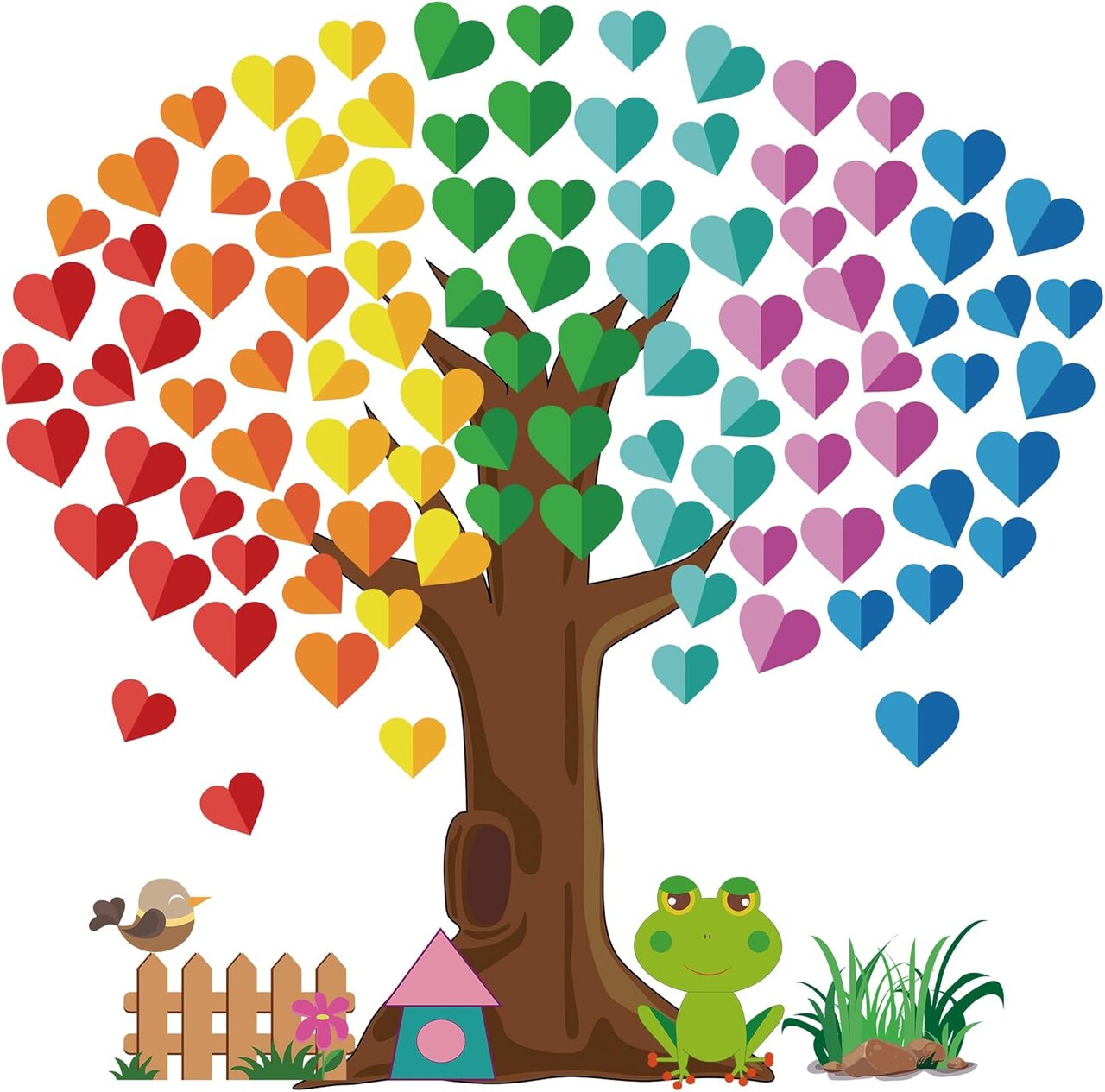 Classroom Tree Bulletin Board Decorations, Hearts Bulletin Board Tree Cutouts Set